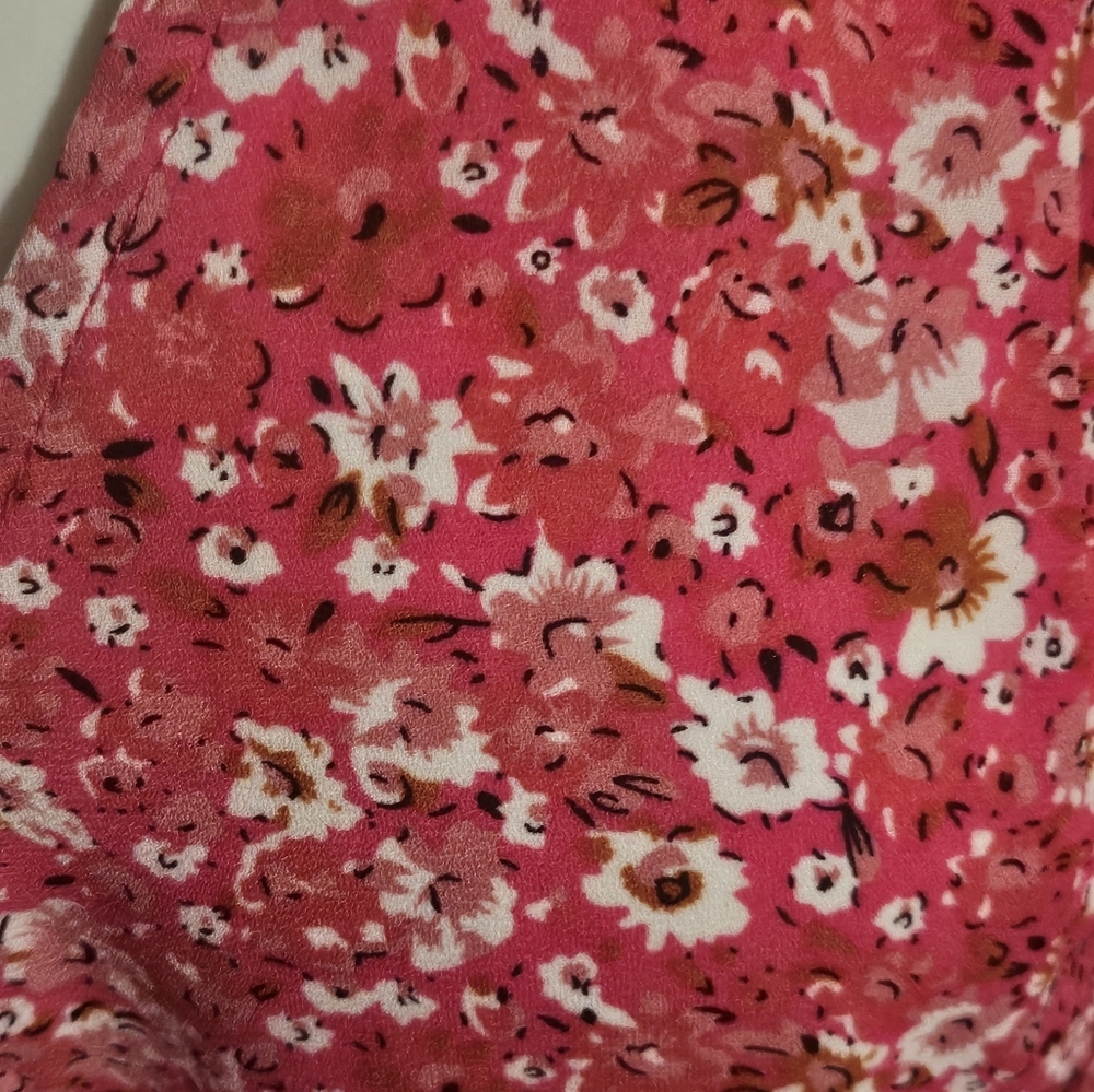 Cynthia Rowley Pink Ditsy Floral Blouse Size 2X - Picture 6 of 10